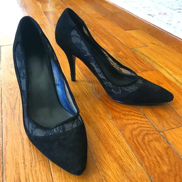 Audrey Brooke black lace heels - Women's 6.5 - Picture 1 of 6